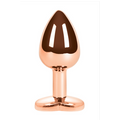 Pleasures Mia small rose gold anal plug with tapered tip and heart base