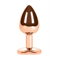 Pleasures Mia small rose gold anal plug with tapered tip and heart base
