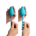 Odetta remote controlled egg vibrator in turquoise silicone with USB charging