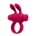 Vibrant pink Pleasures Rabbit vibrating penis ring with flexible silicone
