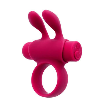 Vibrant pink Pleasures Rabbit vibrating penis ring with flexible silicone