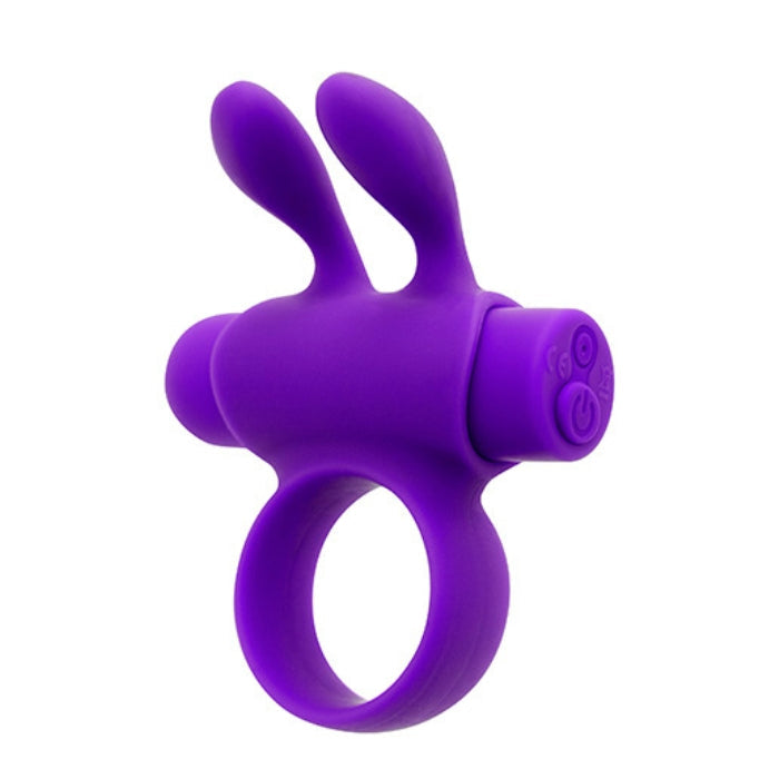 Purple Pleasures Rabbit vibrating penis ring with flexible silicone and removable bullet vibrator
