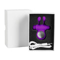 Purple Pleasures Rabbit vibrating penis ring with flexible silicone ring