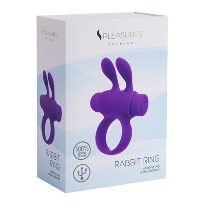 Purple Pleasures Rabbit vibrating penis ring with flexible silicone
