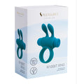 Teal Pleasures Rabbit vibrating penis ring with flexible silicone and removable bullet