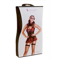 Pleasures schoolgirl fantasy outfit red complete schoolgirl costume in red and black plaid with medium fishnet stockings