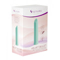 Pleasures velvet vibrating mini bullet aqua in mint green velvet texture for external erogenous zones and shallow vaginal penetration