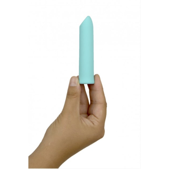 Pleasures velvet vibrating mini bullet aqua mint green silicone toy for external erogenous zones and shallow vaginal penetration