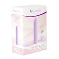 Purple velvet-textured usb rechargeable vibrating bullet by pleasures velvet for external erogenous zones and shallow vaginal penetration