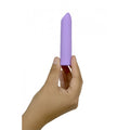 Pleasures velvet vibrating mini bullet lilac is a sleek lavender silicone toy with tapered tip for external erogenous zones and shallow vaginal penetration