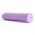 Pleasures velvet vibrating mini bullet lilac purple silicone vibrating bullet with rounded power button for external erogenous zones