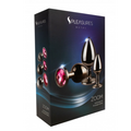 Sleek glossy black and pink circular jewel anal plug set in Lady Jane Adult Shop box