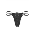 Pink mini panty vibrator with black thong, satin bow, crossed straps from Lady Jane Adult Shop