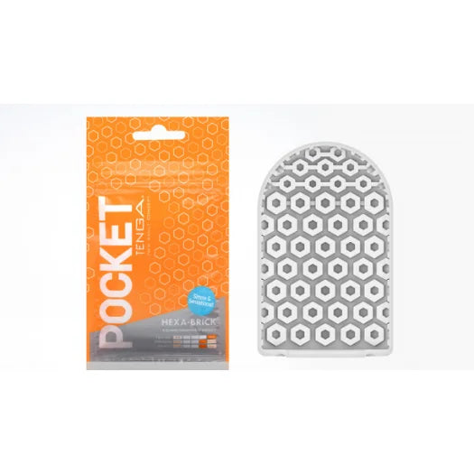 Gray hexagonal-patterned pocket tenga hexa disposable masturbator with unique hexa-brick internal silicone applicator