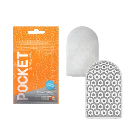 Pocket tenga hexa brick disposable masturbator in white silicone with unique hexa-brick internal textured design