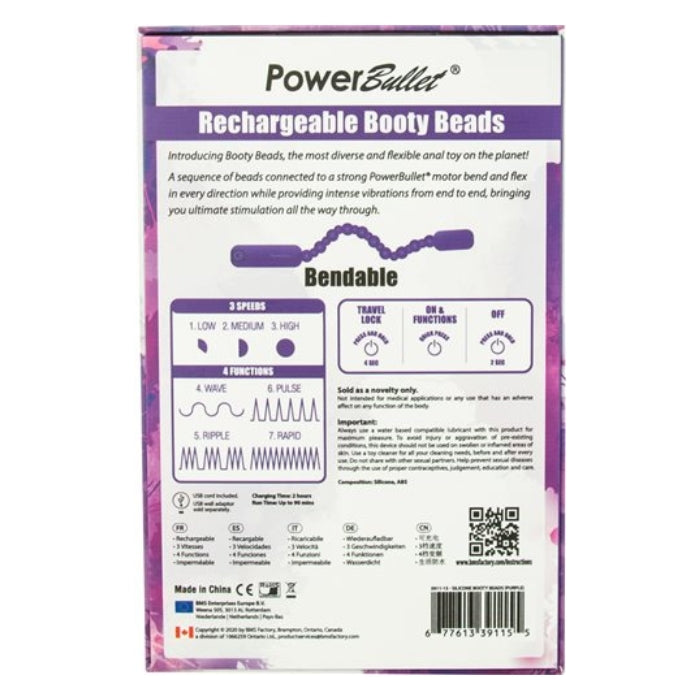 Introducing Booty Beads the most diverse and flexible anal toy on the planet is now rechargeable. A sequence of beads connected to a strong Power Bullet motor bend and flex in every direction while providing intense vibrations from end to end! Choose between 7 intense functions that will bring you ultimate stimulation all the way through. Travel lock. Waterproof vibrations. Premium Silicone material. Easy to clean. USB rechargeable.