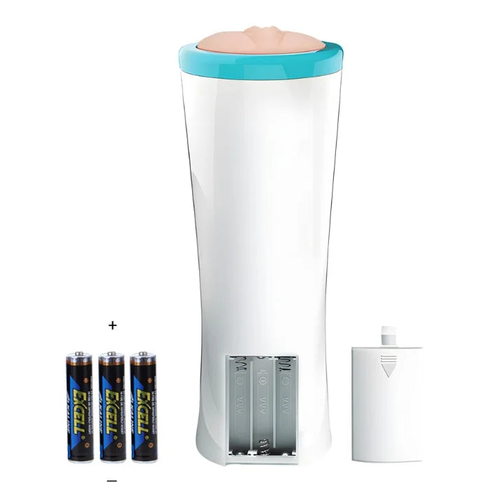 Pretty Love Aby thrusting masturbator with white teal silicone and peach head