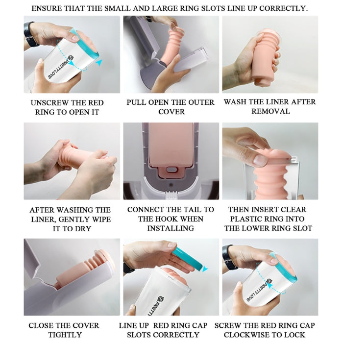 Pretty Love Aby thrusting vagina masturbator with pink silicone and moaning sounds