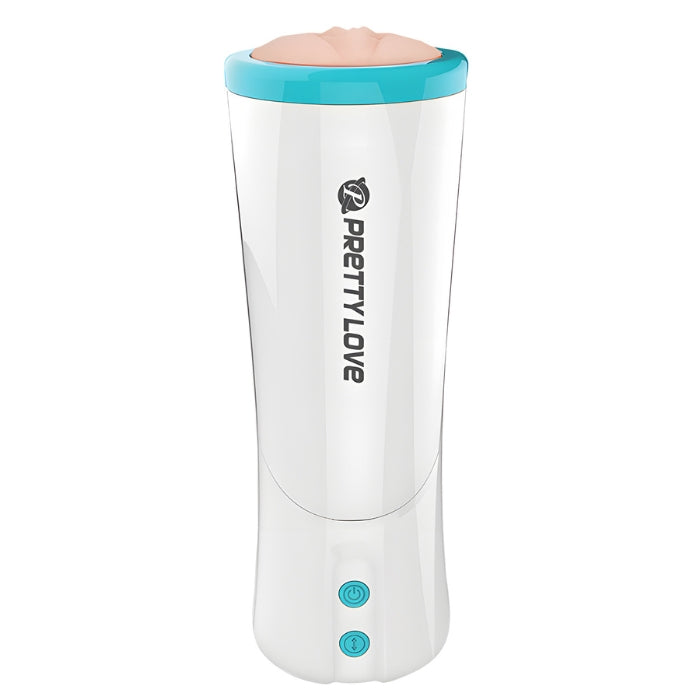 Pretty Love Aby thrusting masturbator with white teal silicone head and realistic moaning sounds