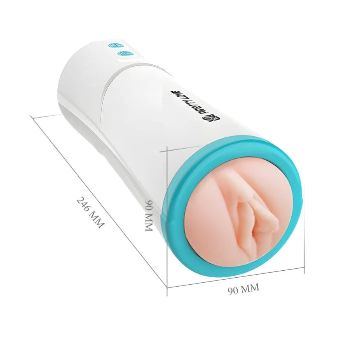 Pretty Love Aby thrusting vagina masturbator with white teal silicone head and realistic moaning sounds