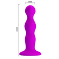 Bright purple Pretty Love Anal Plug features three smooth bulbs and a silky surface glides