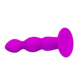 Purple silicone anal plug with three smooth bulbs and silky surface glides