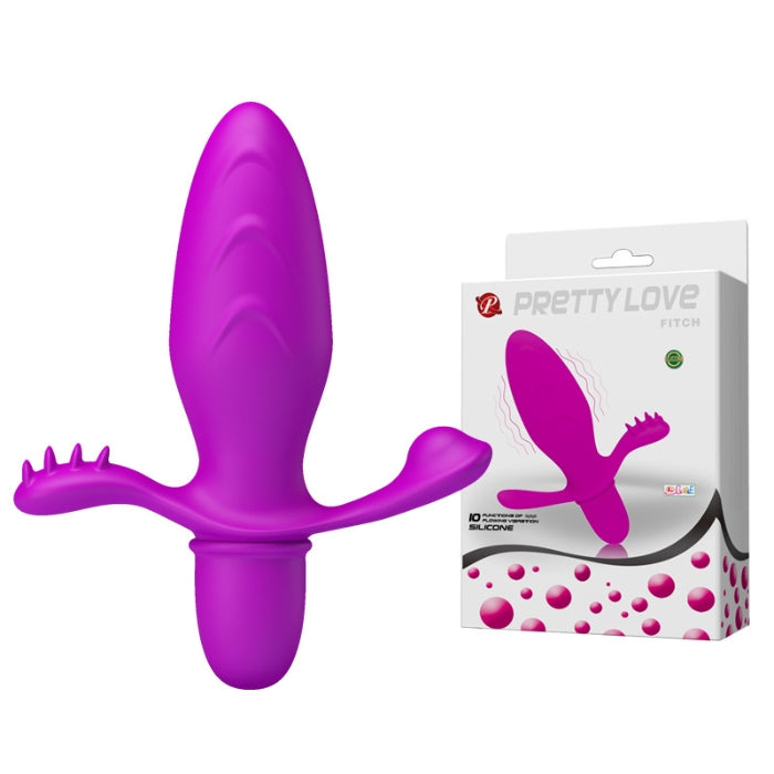 Purple silicone Pretty Love Anal Plug Prostate Vibrator for high quality vibrating pleasure