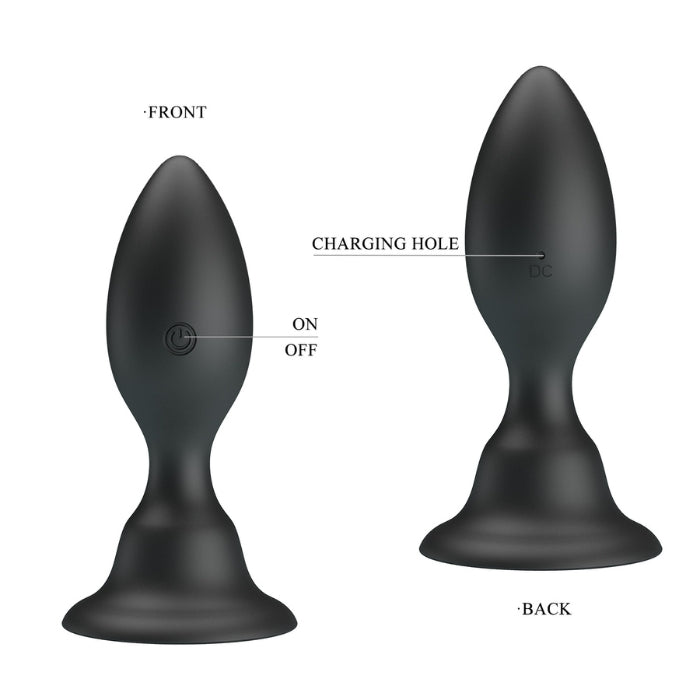 Large Black Pretty Love Vibrating Anal Butt Plug with Charger