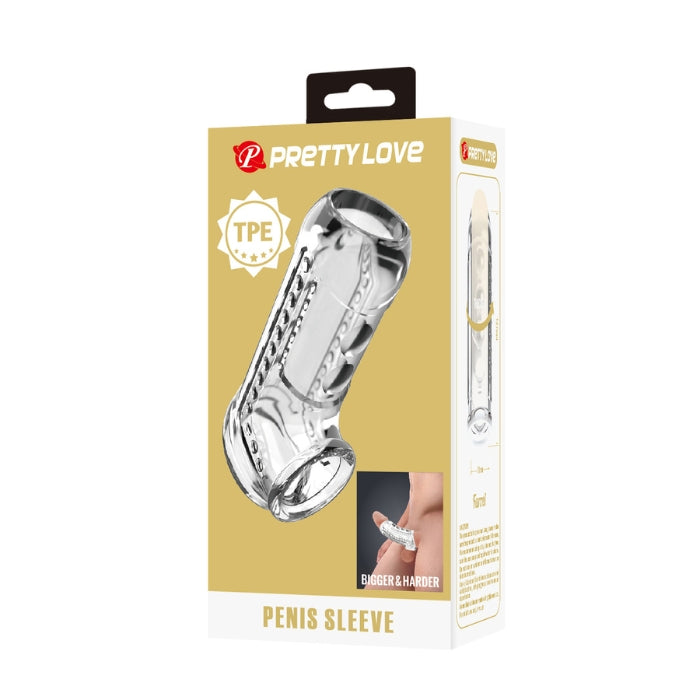 Clear Pretty Love Ball Sling Penis Sleeve with textured chain design