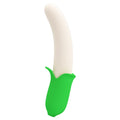 Pretty Love Banana Knight vibrator in green and white silicone