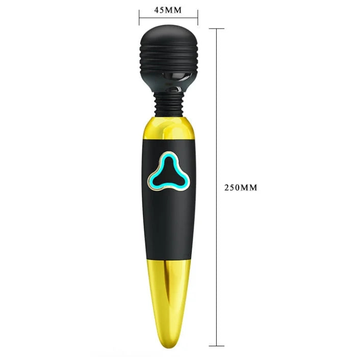 Pretty Love Body rechargeable vibrating massage wand in black and gold