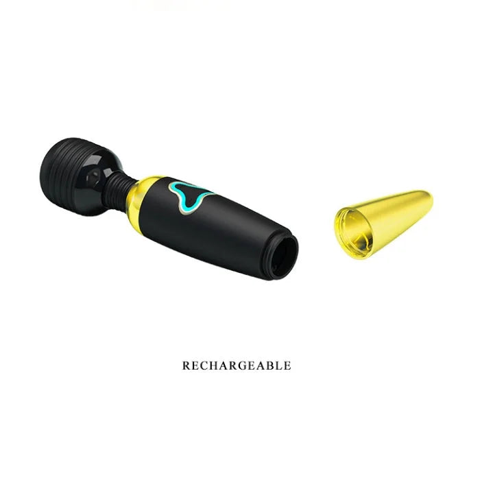 Pretty Love Body rechargeable vibrating massage wand in black and gold