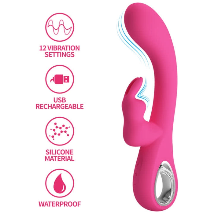 Pretty Love Bunny Novak pink rabbit vibrator with 12 settings