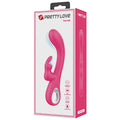 Pretty Love Bunny Novak rabbit vibrator in pink silicone with stylish silver handle
