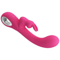 Pretty Love Bunny Novak pink rabbit vibrator with stylish silver handle
