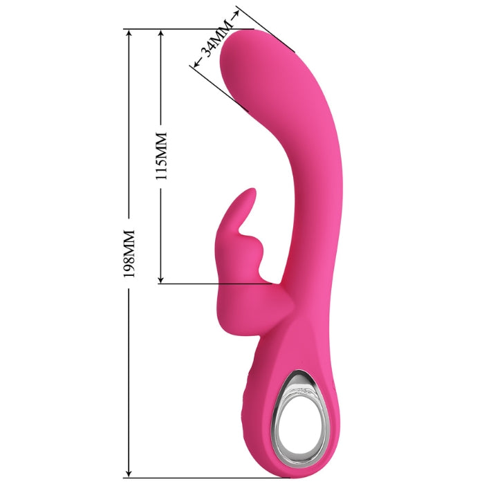 Pretty Love Bunny Novak pink rabbit vibrator with stylish silver handle