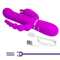 Pretty Love Cammy Double Penetration Vibrator in vibrant purple silicone with magnetic USB charging