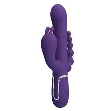 Pretty Love Cammy purple rabbit vibrator with ridges and silver band