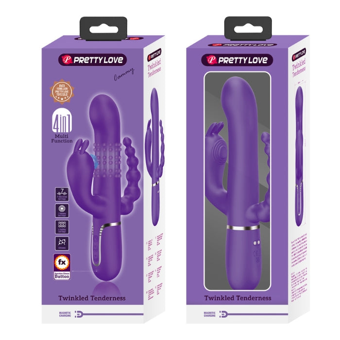 Pretty Love Cammy double penetration vibrator in purple with ridges