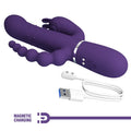 Pretty Love Cammy purple silicone double penetration vibrator with beaded tail