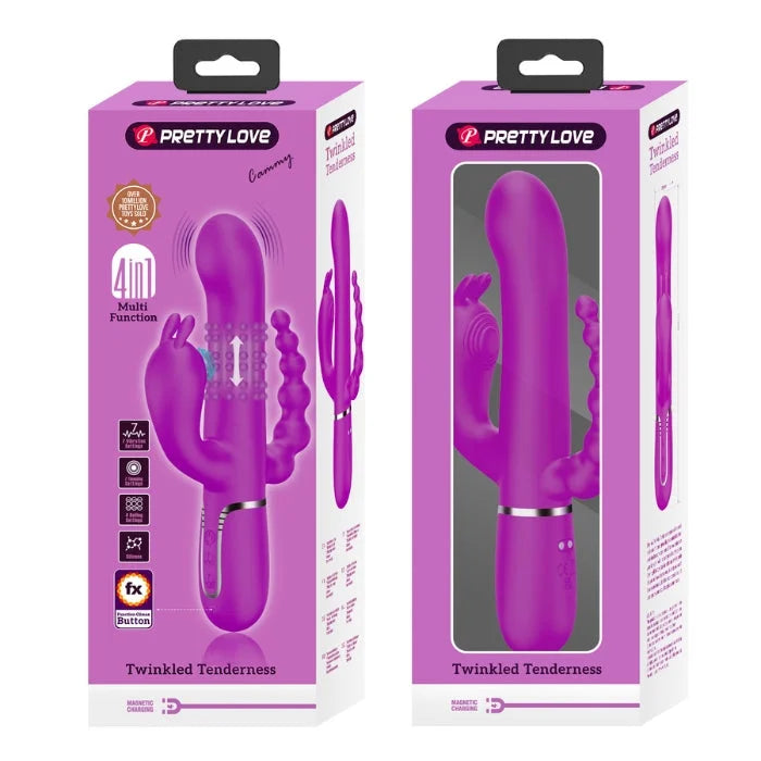 Pretty Love Cammy double penetration vibrator in pink with magnetic charging