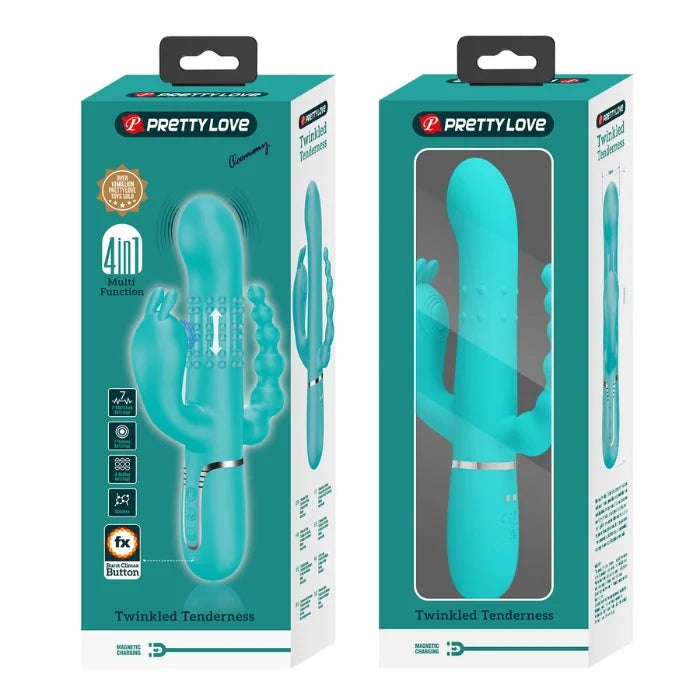 Pretty Love Cammy aqua vibrator with rolling bead modes and burst climax button