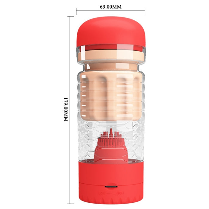 Red Pretty Love Cheresa vibrating vagina masturbator with textured sleeve