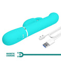 Pretty Love Coale aqua rabbit vibrator with turquoise silicone and magnetic charging