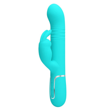 Pretty Love Coale aqua rabbit vibrator with turquoise silicone and silver band