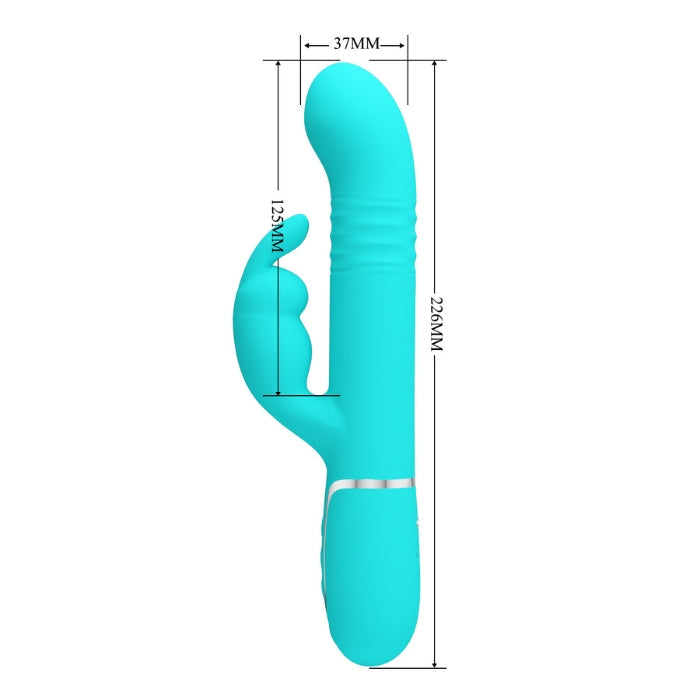 Pretty Love Coale aqua rabbit vibrator with teal silicone and silver band