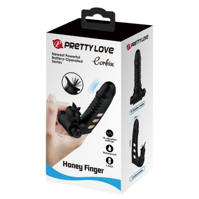 Black Pretty Love mini finger clit licker vibe with textured shaft