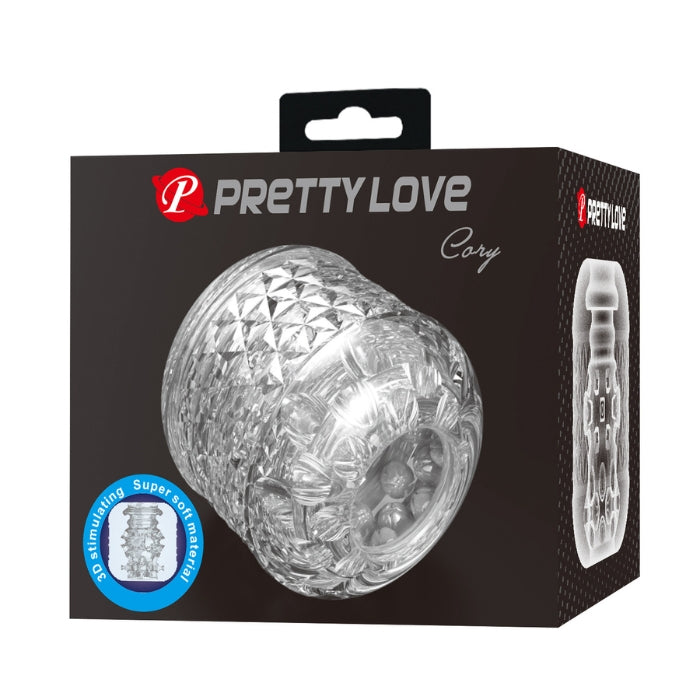 Pretty Love Cory Quickshot Masturbator with clear crystal glass cock ring