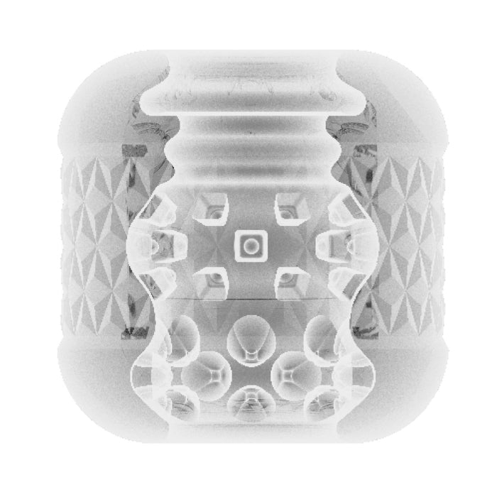 Clear Pretty Love Cory Quickshot masturbator with transparent silicone geometric textures