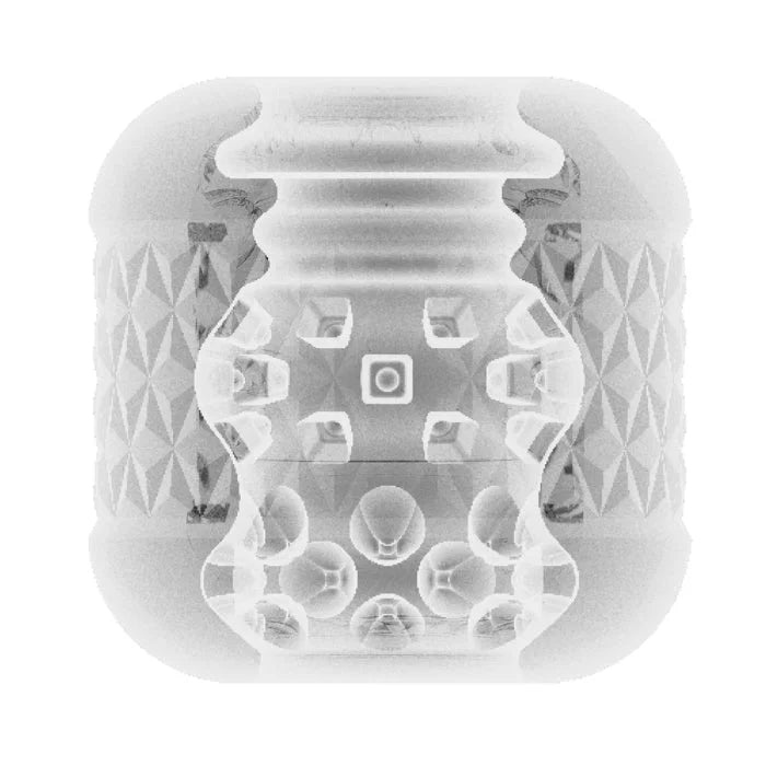 Clear Pretty Love Cory Quickshot masturbator with transparent silicone geometric textures